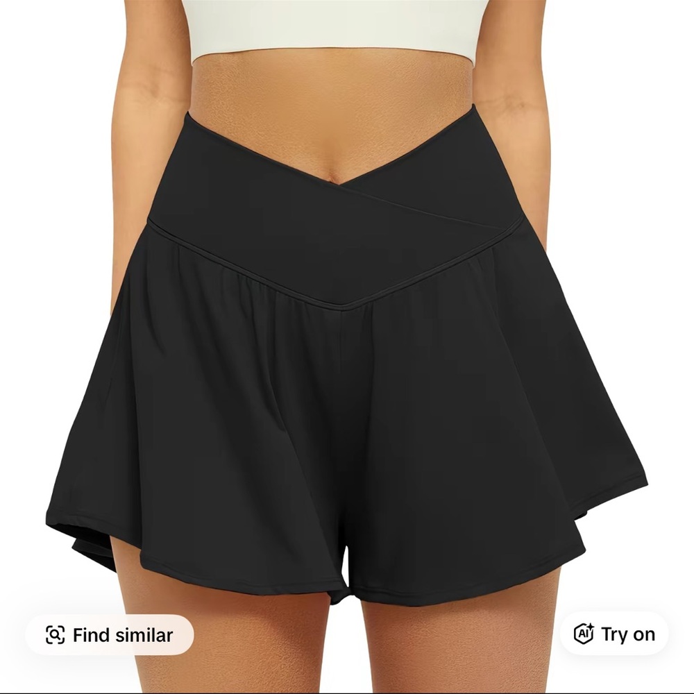 High-Waist Black Flowy Women’s Shorts